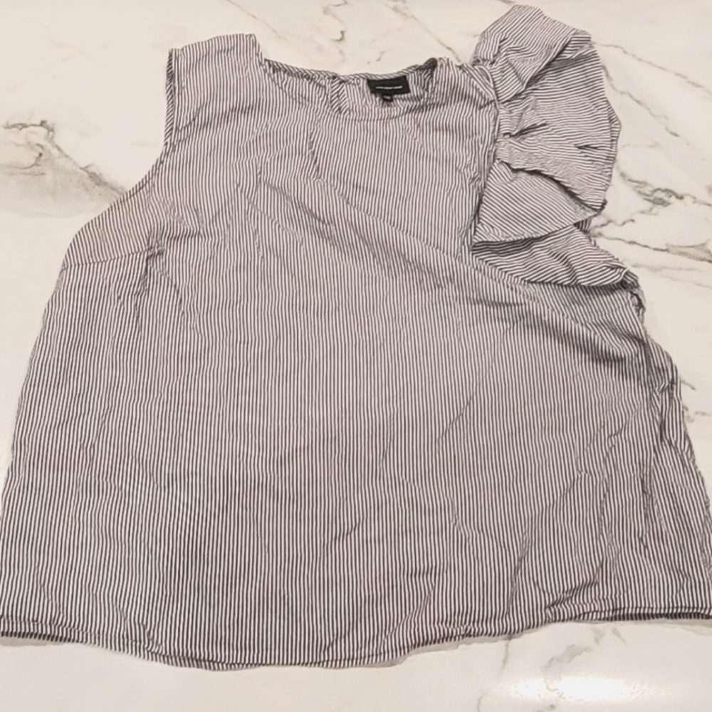 Who What Wear Pinstripe Ruffle Sleeve Tank - Sz XXL